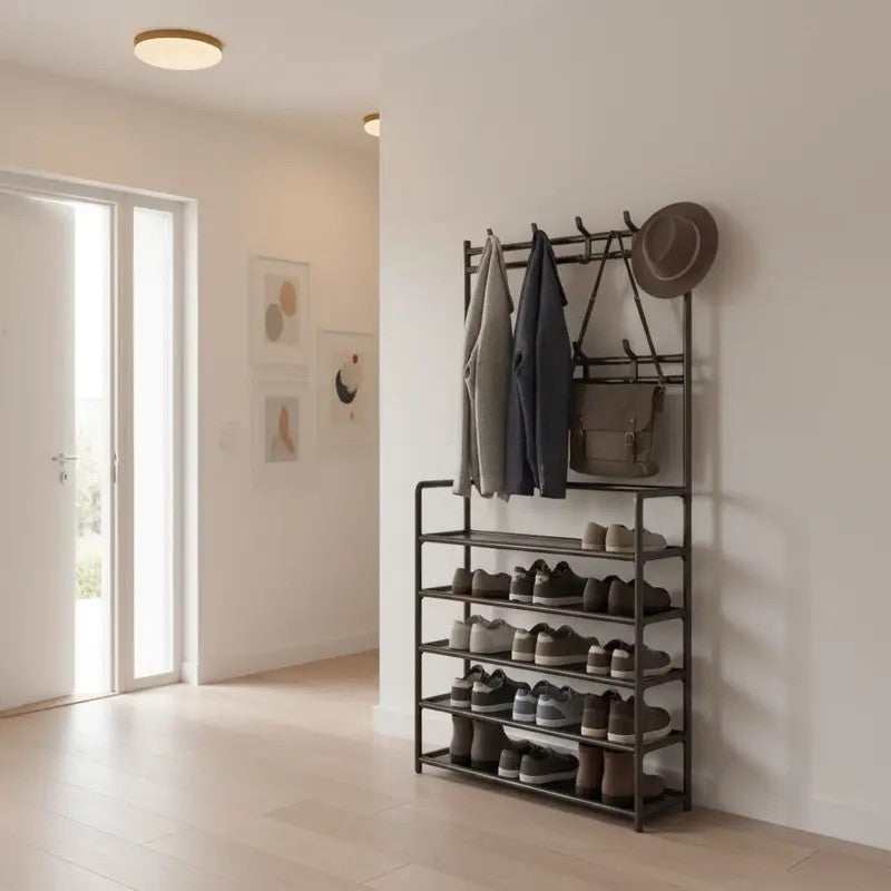 3-in-1 Entryway Coat & Shoe Rack Organizer