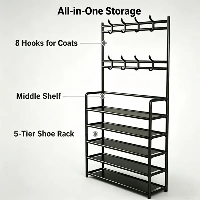 3-in-1 Entryway Coat & Shoe Rack Organizer - view 4