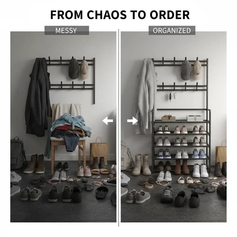 3-in-1 Entryway Coat & Shoe Rack Organizer - view 7